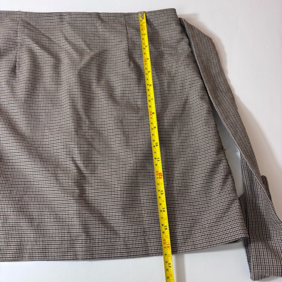 Rachel Zoe Mini Skirt Faux Wrap Side Tie Versatile Chic Subtle Pattern Brown 6 - Picture 11 of 11